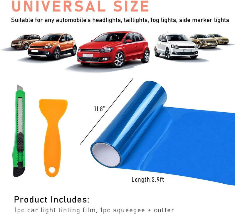 KVAEY Car Light Tint Film, 12×48 Inch Tint Vinyl Wrap Film Roll with Squeegee and Cutter, Self-Adhesive Film Sticker for Car Headlights Tail Lights Fog Lights, Car Accessories - Image 2